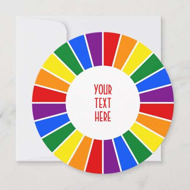 RAINBOW FLAG BUTTON RAYS + your sign or text (Front)