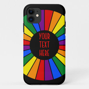 RAINBOW FLAG BUTTON RAYS + your sign or text iPhone 11 Case