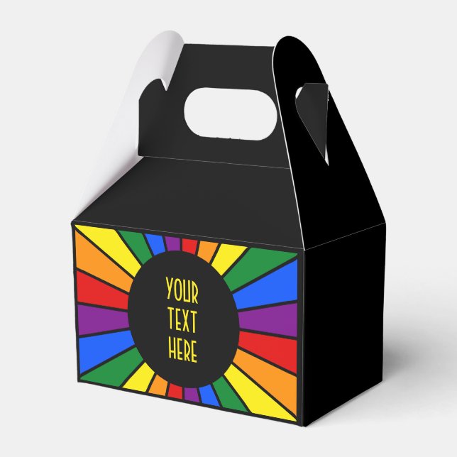 RAINBOW FLAG BUTTON RAYS + your sign or text Favour Box (Front Side)