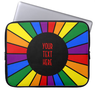 RAINBOW FLAG BUTTON RAYS + your sign or text Laptop Sleeve
