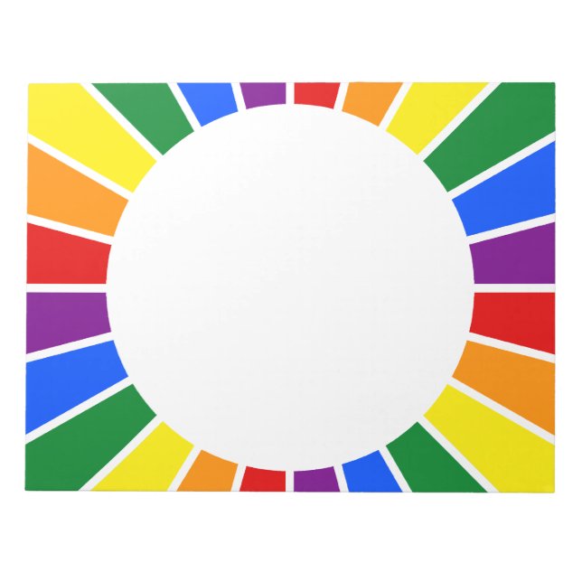 RAINBOW FLAG BUTTON RAYS + your sign or text Notepad (Front)
