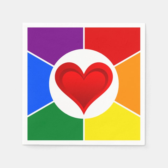 RAINBOW FLAG BUTTON TILES & Heart + your ideas Napkin (Front)