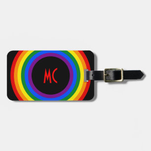 RAINBOW FLAG BUTTON + your sign or monogram Luggage Tag