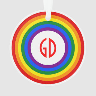 RAINBOW FLAG BUTTON + your sign or monogram Ornament