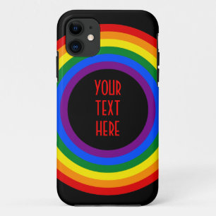 RAINBOW FLAG BUTTON + your sign or text iPhone 11 Case
