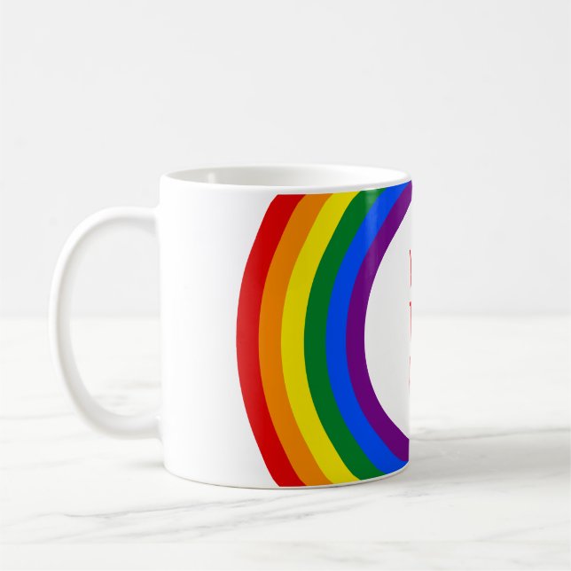 RAINBOW FLAG BUTTON + your sign or text Coffee Mug (Left)