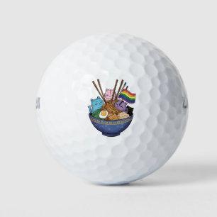 Rainbow Flag Cats Ramen Anime Gay Pride Month LGBT Golf Balls