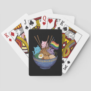 Rainbow Flag Cats Ramen Anime Gay Pride Month LGBT Playing Cards