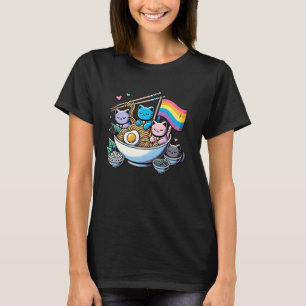 Rainbow Flag Cats Ramen LGBT Gay Pride Month Cat L T-Shirt