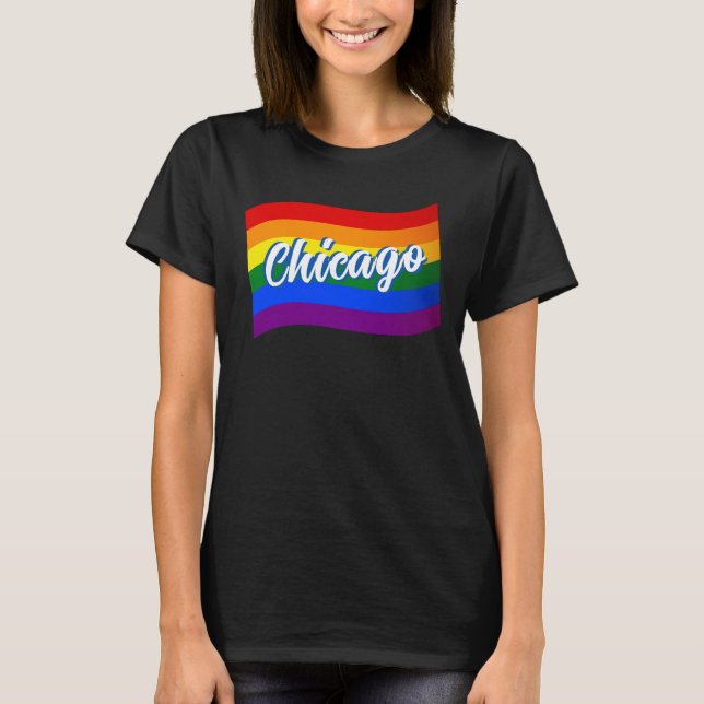 Rainbow Flag Chicago Gay Pride LGBT LGBTQ   T-Shirt (Front)