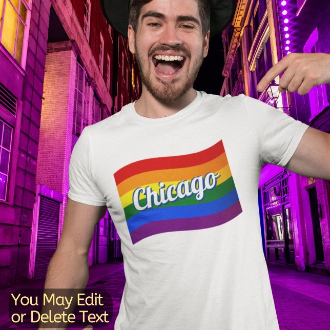 Rainbow Flag Chicago Gay Pride LGBT LGBTQ T-Shirt (Creator Uploaded)