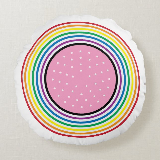 Rainbow Flag Circle Pillow - USA Flag Inspired (Front)