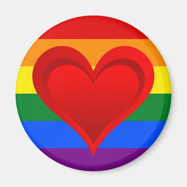 RAINBOW FLAG COLORS & red heart + your ideas Magnet (Front)