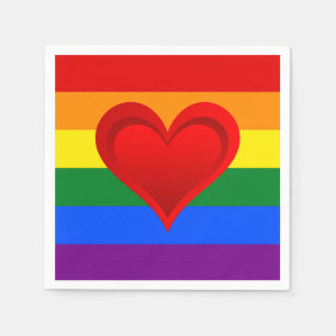 RAINBOW FLAG COLORS & red heart + your ideas Napkin