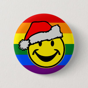 RAINBOW FLAG COLORS & santa claus 6 Cm Round Badge