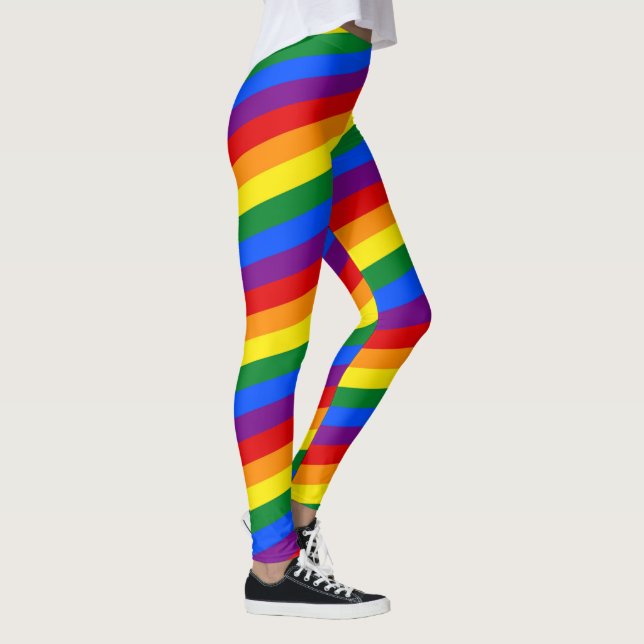 RAINBOW FLAG COLORS stripes + your ideas Leggings (Right)