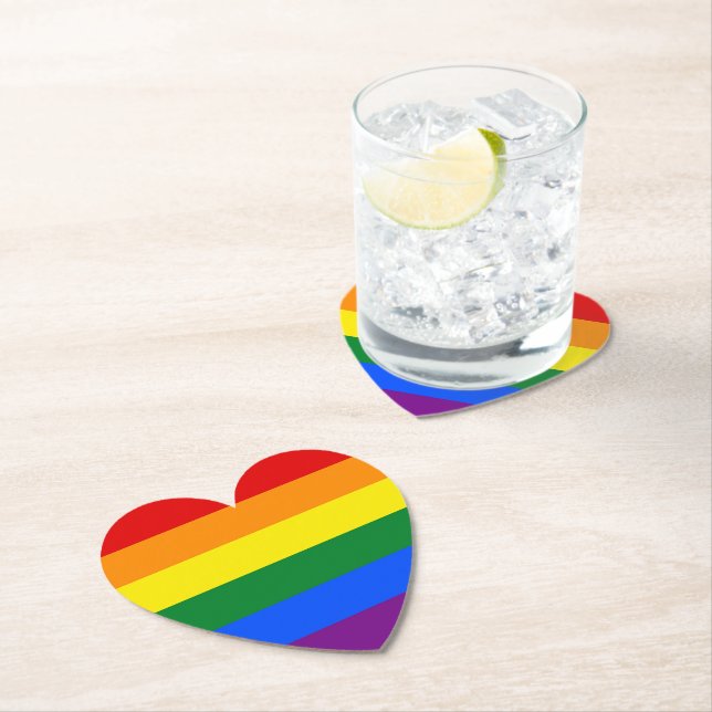 RAINBOW FLAG COLORS STRIPES + your ideas Paper Coaster (Insitu)