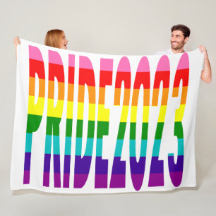 Rainbow Flag Colours Typography LGBT Gay Pride Fle Fleece Blanket