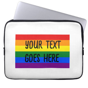 rainbow flag "create your own" custom text  laptop sleeve