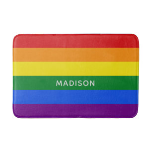 Rainbow Flag custom name bath mats