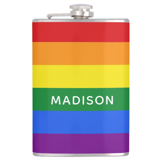 Rainbow Flag custom name flask (Front)