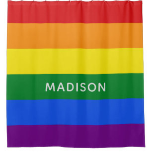 Rainbow Flag custom name shower curtain