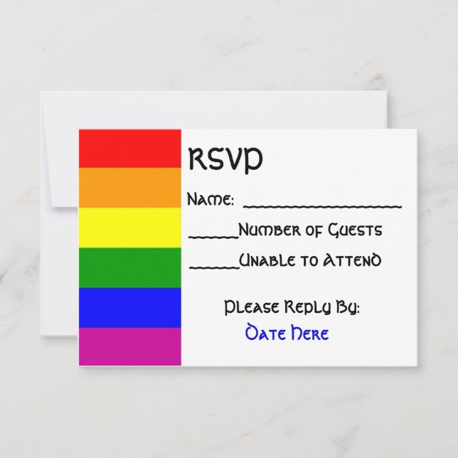 Rainbow Flag Custom RSVP Cards (Front)