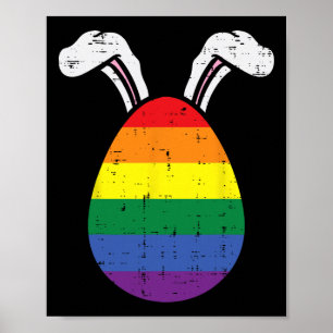 Rainbow Flag Egg Bunny Ears Gay Pride Easter Lgbt Poster