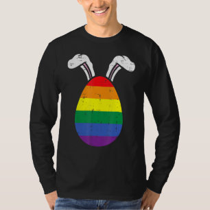 Rainbow Flag Egg Bunny Ears Gay Pride Easter Lgbt T-Shirt