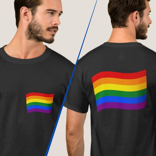 Rainbow Flag Flying Gay Pride LGBTQ 2 Side Print T-Shirt (Creator Uploaded)