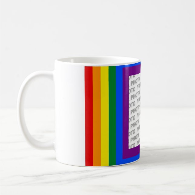 RAINBOW FLAG FRAME + your sign or image Coffee Mug (Left)