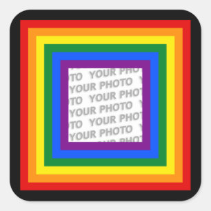 RAINBOW FLAG FRAME + your sign or image Square Sticker