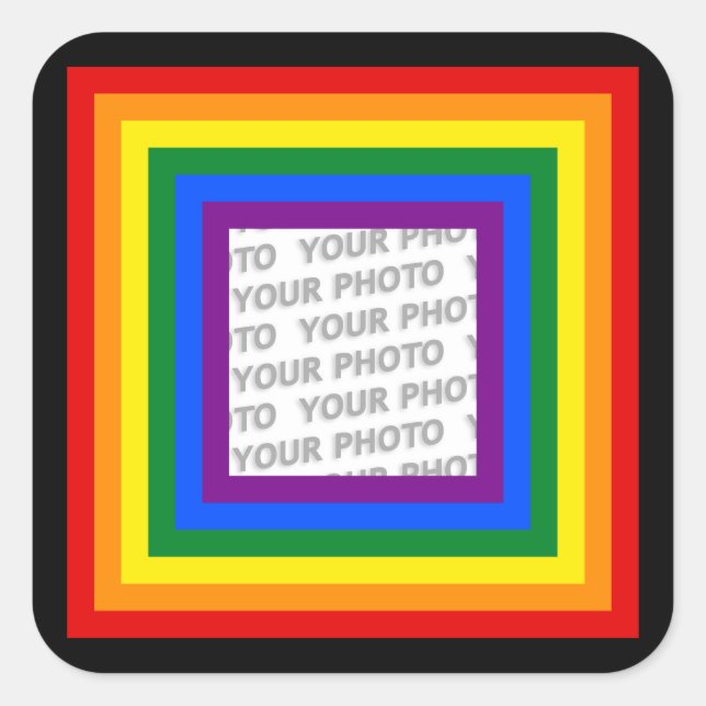 RAINBOW FLAG FRAME + your sign or image Square Sticker (Front)