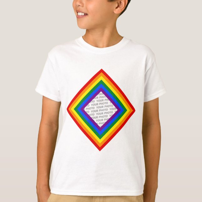 RAINBOW FLAG FRAME + your sign or image T-Shirt (Front)