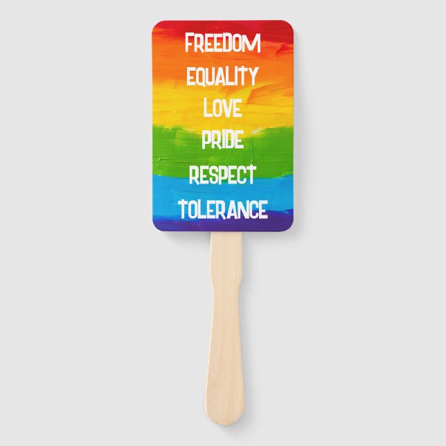 Rainbow Flag Gay Lesbian LGBT Hand Fan (Front)
