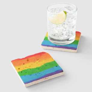 Rainbow Flag Gay Lesbian LGBT Stone Coaster