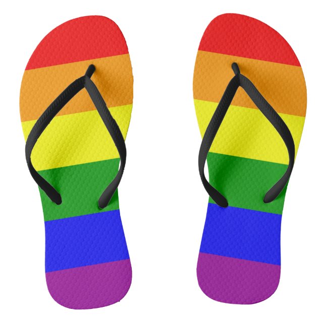 Rainbow Flag Gay Lesbian Pride Thongs (Footbed)