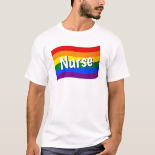 Rainbow Flag gay nurse lesbian nurse LGBT LGBTQ T-Shirt