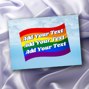 Rainbow Flag Gay Pride custom text up to 3 lines  Card