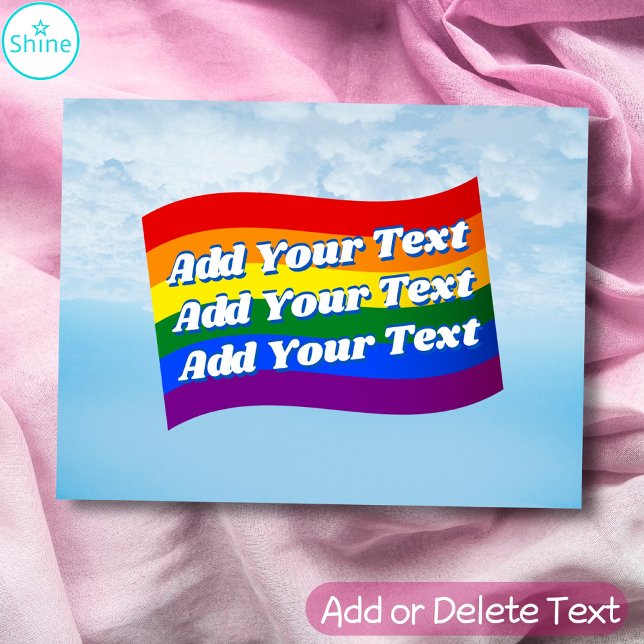 Rainbow Flag Gay Pride custom text up to 3 lines Postcard (Creator Uploaded)