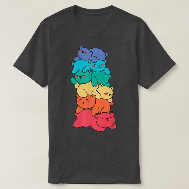 Rainbow Flag Gay Pride LGBTQ Bears Pride Month  T-Shirt (Design Front)