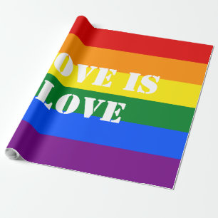 Rainbow Flag Gay Pride LGBTQ Love is Love Wrapping Paper