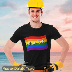 Rainbow Flag Gay Pride LGBTQ Pride custom text T-Shirt