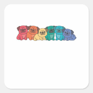 Rainbow Flag Gay Pride Lgbtq Pug Cute Dogs Square Sticker