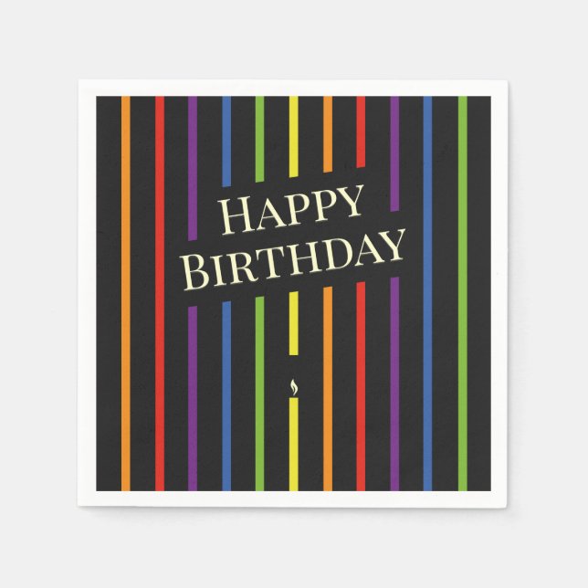 Rainbow flag gay queer lgbtq birthday napkins (Front)