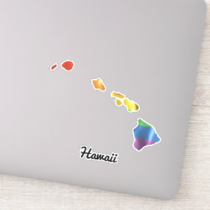 Rainbow Flag Hawaii HI State Outline