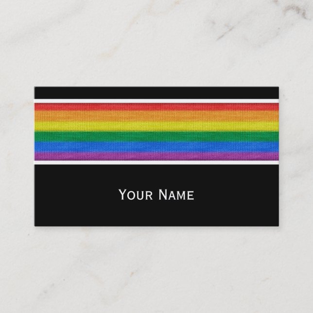 Rainbow Flag knitting Stripes seamless pattern Business Card (Front)