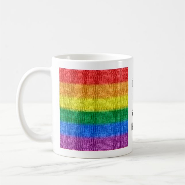 Rainbow Flag knitting Stripes seamless pattern Coffee Mug (Left)