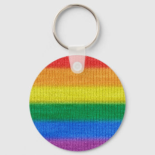 Rainbow Flag knitting Stripes seamless pattern Key Ring