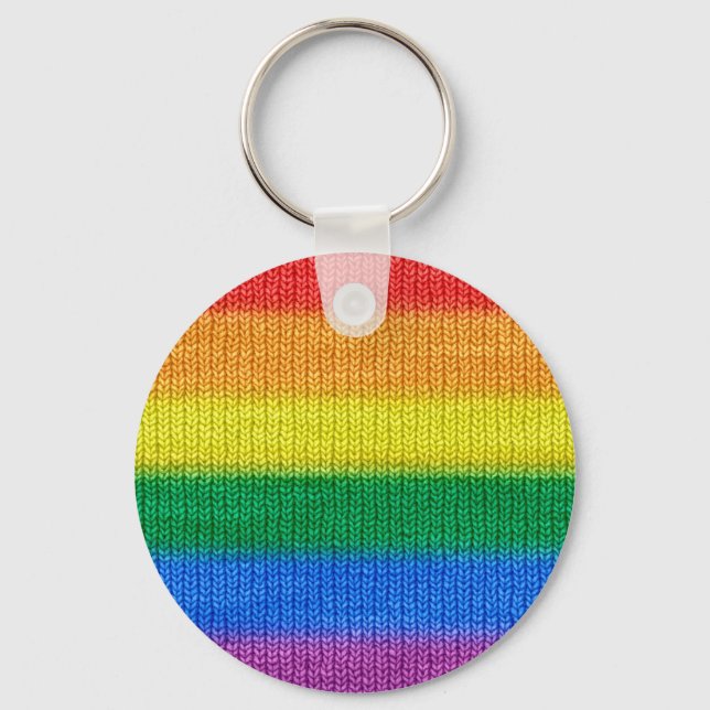 Rainbow Flag knitting Stripes seamless pattern Key Ring (Front)